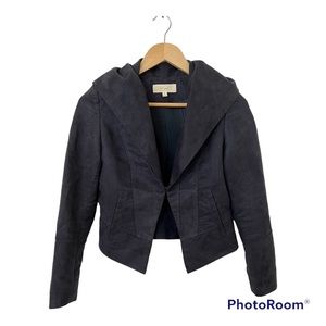 LOST APRIL navy blue suede jacket (small)